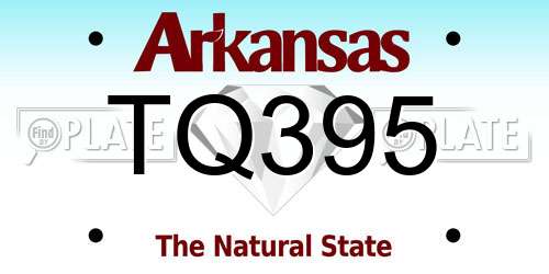 TQ395 Arkansas License Plate