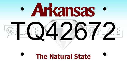 TQ42672 Arkansas License Plate