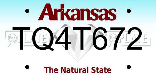 TQ4T672 Arkansas License Plate