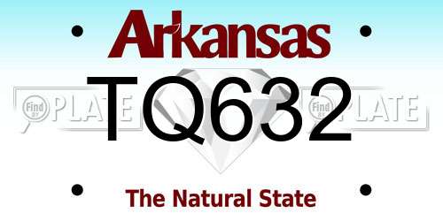 TQ632 Arkansas License Plate