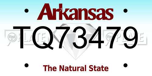 TQ73479 Arkansas License Plate