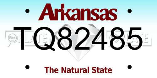 TQ82485 Arkansas License Plate