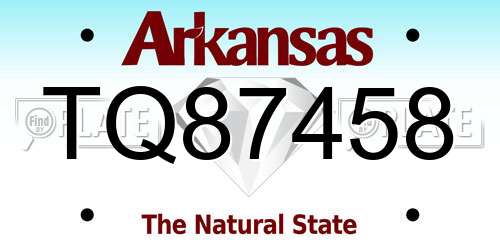 TQ87458 Arkansas License Plate