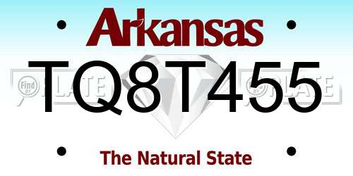 TQ8T455 Arkansas License Plate