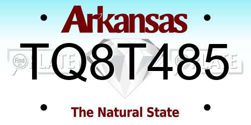 TQ8T485 Arkansas License Plate
