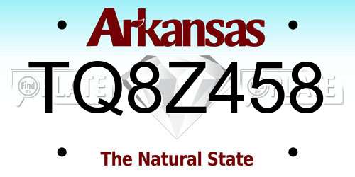 TQ8Z458 Arkansas License Plate