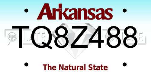 TQ8Z488 Arkansas License Plate