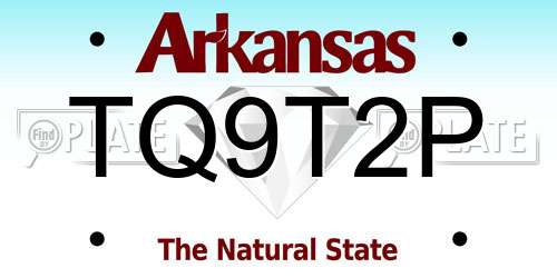 TQ9T2P Arkansas License Plate