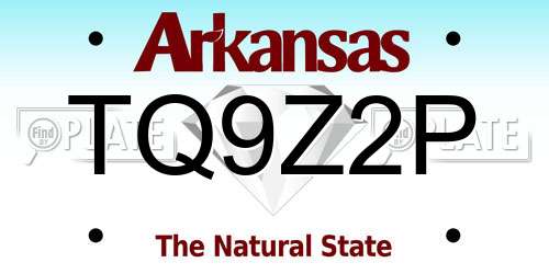 TQ9Z2P Arkansas License Plate