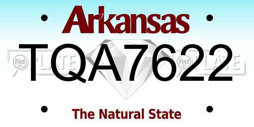 TQA7622 Arkansas License Plate
