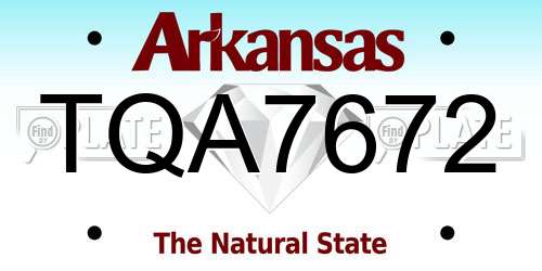 TQA7672 Arkansas License Plate