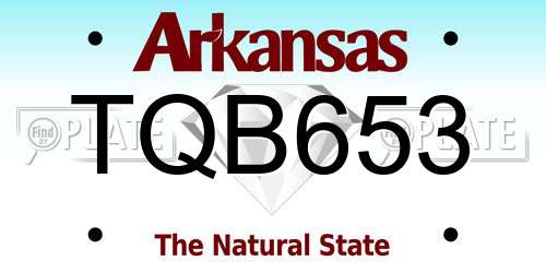 TQB653 Arkansas License Plate