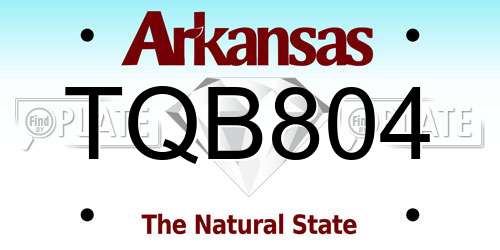 TQB804 Arkansas License Plate