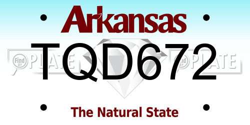 TQD672 Arkansas License Plate