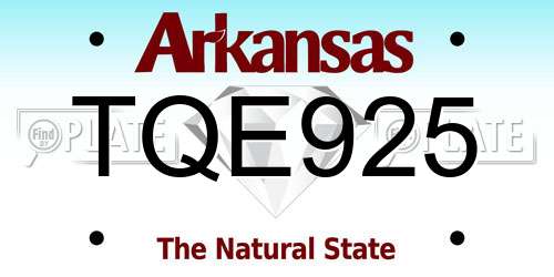 TQE925 Arkansas License Plate