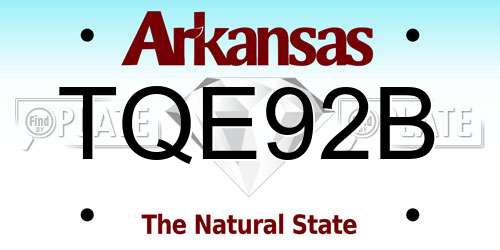 TQE92B Arkansas License Plate