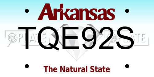 TQE92S Arkansas License Plate
