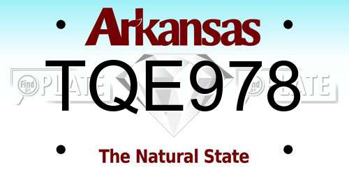 TQE978 Arkansas License Plate