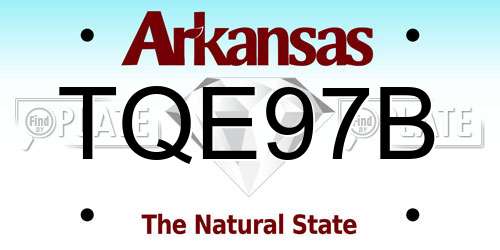 TQE97B Arkansas License Plate