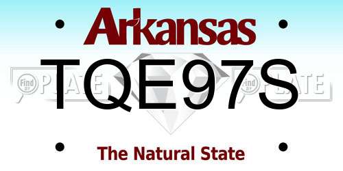 TQE97S Arkansas License Plate