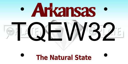 TQEW32 Arkansas License Plate