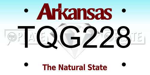 TQG228 Arkansas License Plate