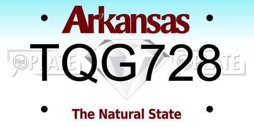 TQG728 Arkansas License Plate