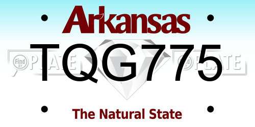 TQG775 Arkansas License Plate