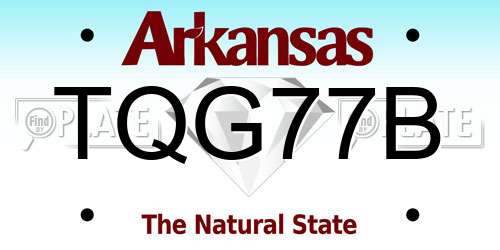 TQG77B Arkansas License Plate