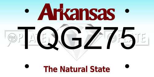 TQGZ75 Arkansas License Plate