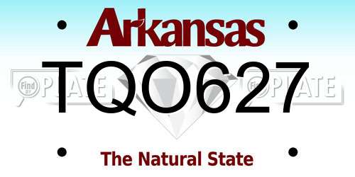 TQO627 Arkansas License Plate