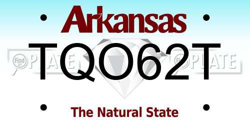 TQO62T Arkansas License Plate