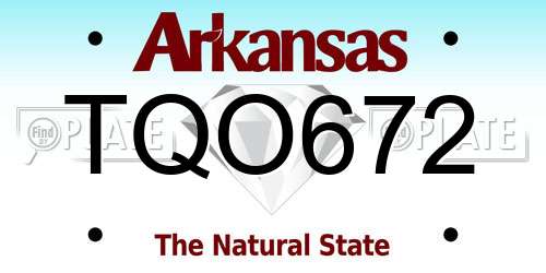 TQO672 Arkansas License Plate