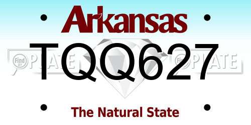 TQQ627 Arkansas License Plate