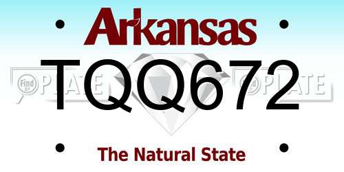 TQQ672 Arkansas License Plate