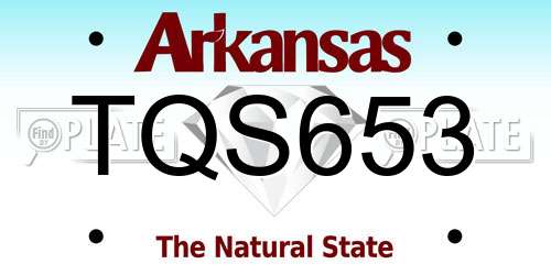 TQS653 Arkansas License Plate