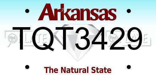 TQT3429 Arkansas License Plate