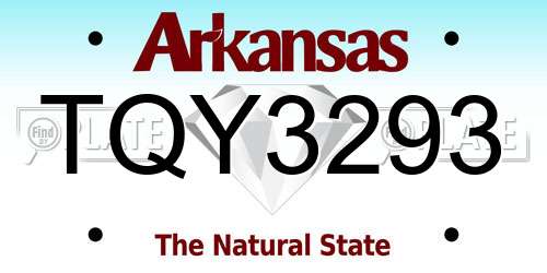 TQY3293 Arkansas License Plate