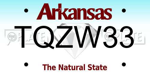 TQZW33 Arkansas License Plate