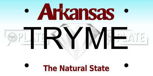 TRYME Arkansas License Plate