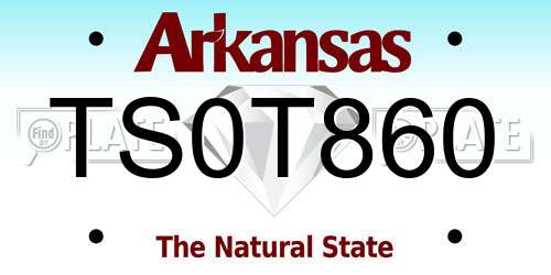 TS0T860 Arkansas License Plate