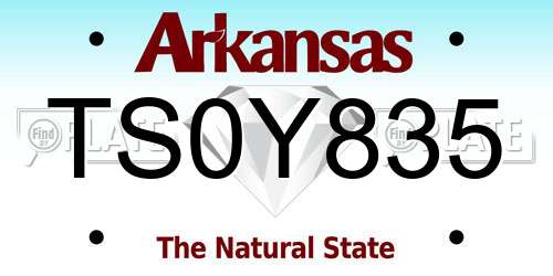 TS0Y835 Arkansas License Plate
