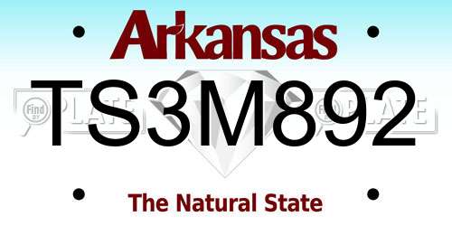 TS3M892 Arkansas License Plate