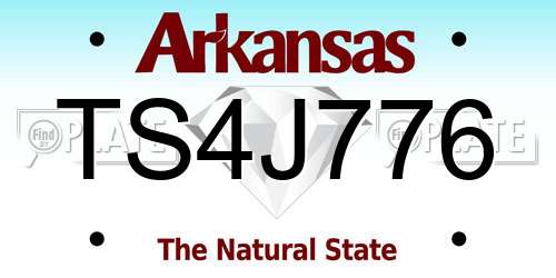 TS4J776 Arkansas License Plate