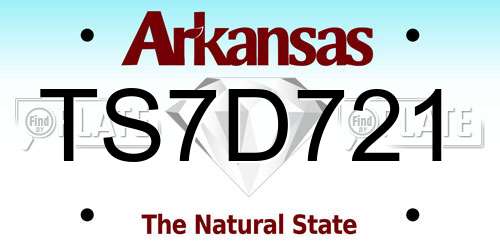 TS7D721 Arkansas License Plate