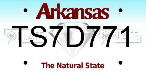 TS7D771 Arkansas License Plate