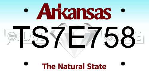 TS7E758 Arkansas License Plate