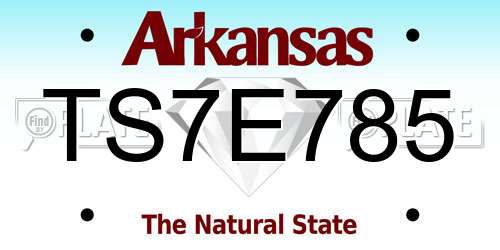 TS7E785 Arkansas License Plate