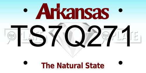 TS7Q271 Arkansas License Plate