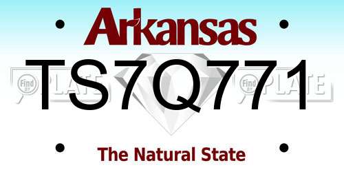 TS7Q771 Arkansas License Plate